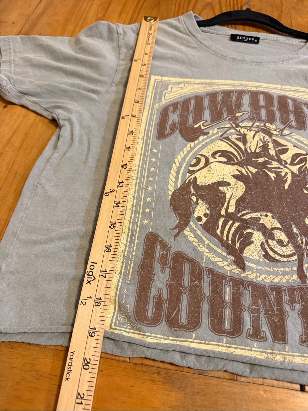 Zutter USA M Cowboys Country Western Rodeo Graphic Crop Tee Raw Hem Cowgirl - Picture 4 of 6
